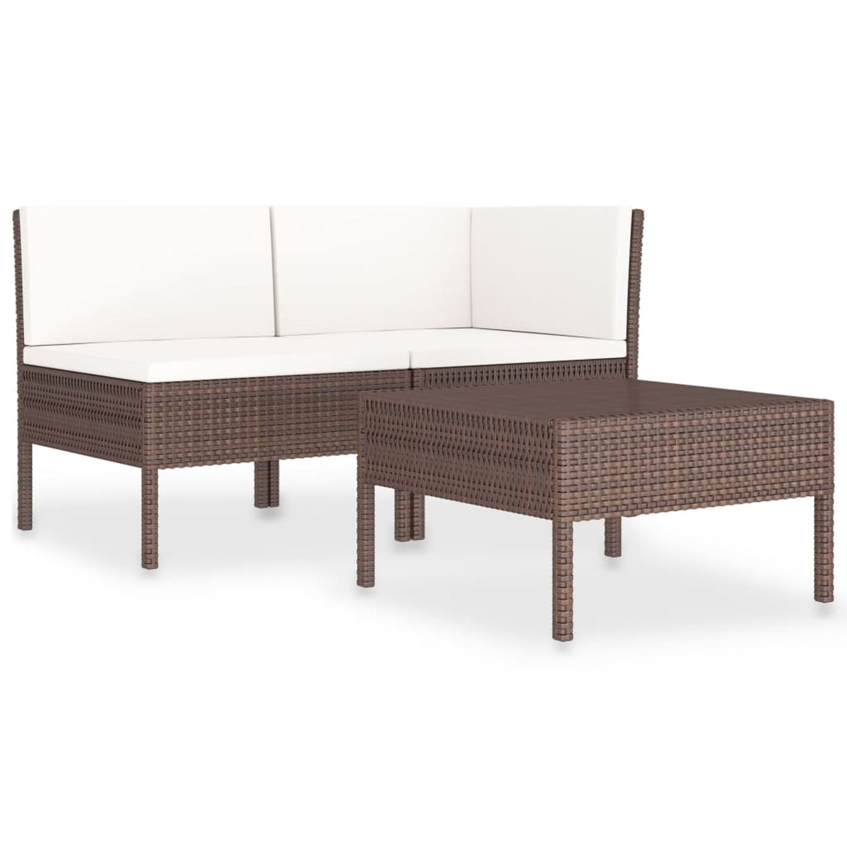 3 Piece Poly Rattan Outdoor Sectional Sofa Set with Cushions Steel Frame H19718