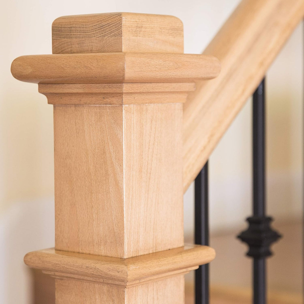 Wood Box Newel Plain Style 48 inch Staircase Post (Red Oak) P195