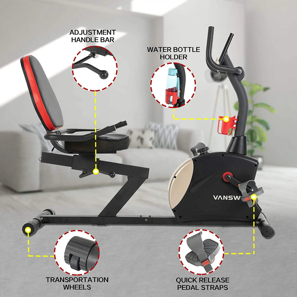 Recumbent Exercise Bike 400 lbs. Weight Capacity Magnetic Resistance D922693
