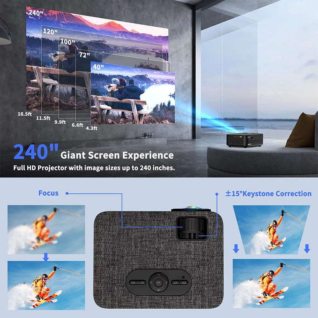 Mini WiFi Projector HD 1080P 240 LCD Display with Bluetooth S88722