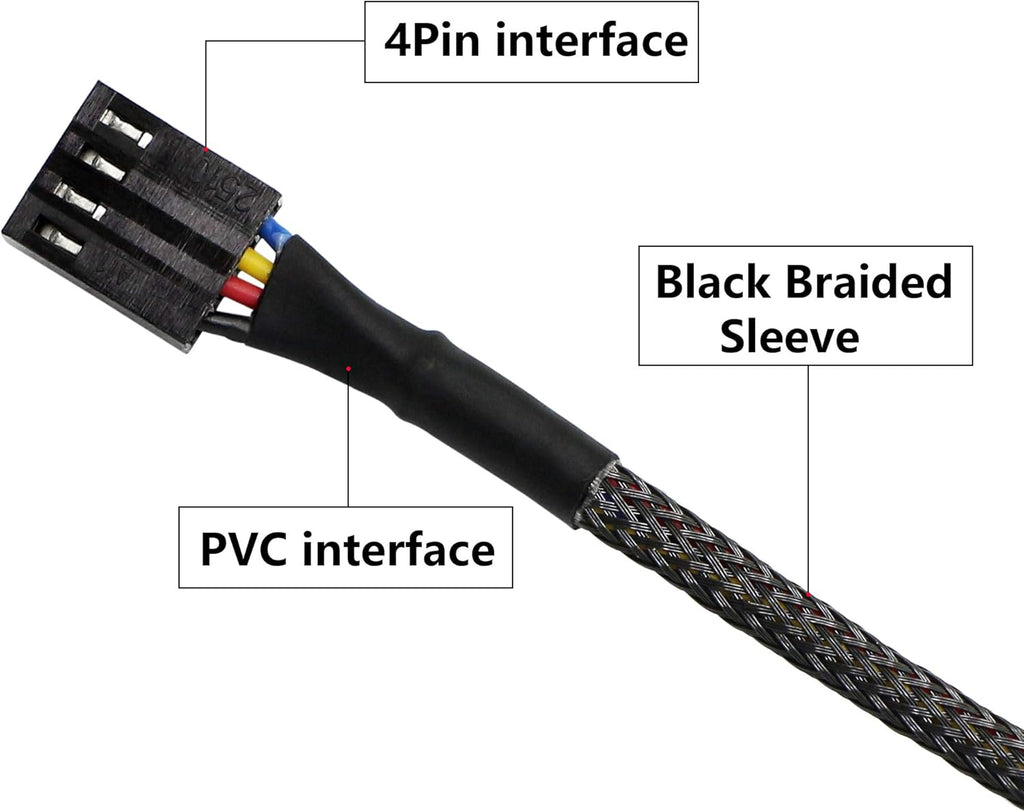 4 Pin PWM Fan Hub Splitter Power Supply Cable 1 to 5 Way PC CPU Cooling Case Fan Power Extension Cable for ATX Computer Case 4-Pin & 3-Pin Cooling Fans 14.8inch 2-Pack J98760