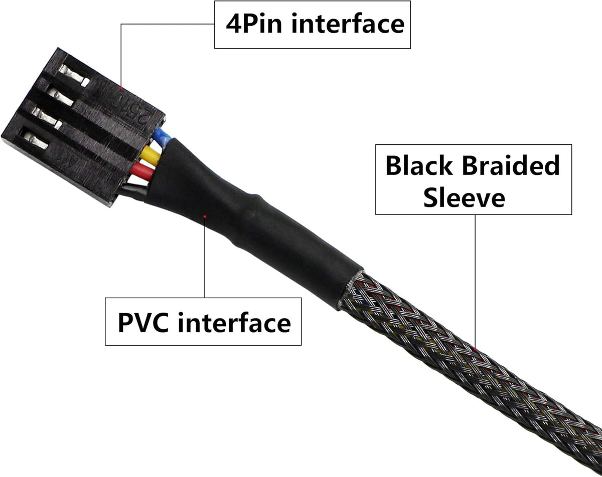 4 Pin PWM Fan Hub Splitter Power Supply Cable 1 to 5 Way PC CPU Cooling Case Fan Power Extension Cable for ATX Computer Case 4-Pin & 3-Pin Cooling Fans 14.8inch 2-Pack J98760