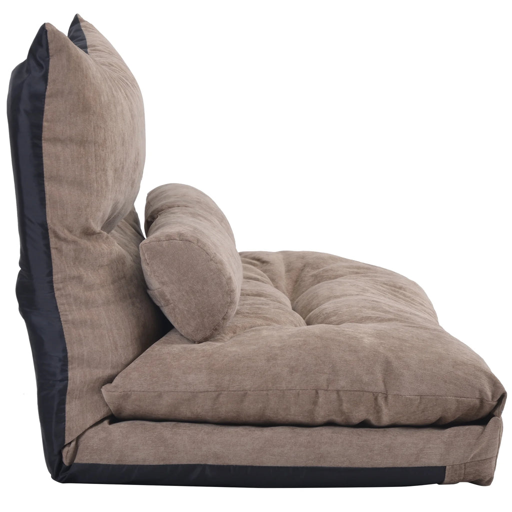 Light Brown Sofa Bed Folding Futon with Two Pillows O241