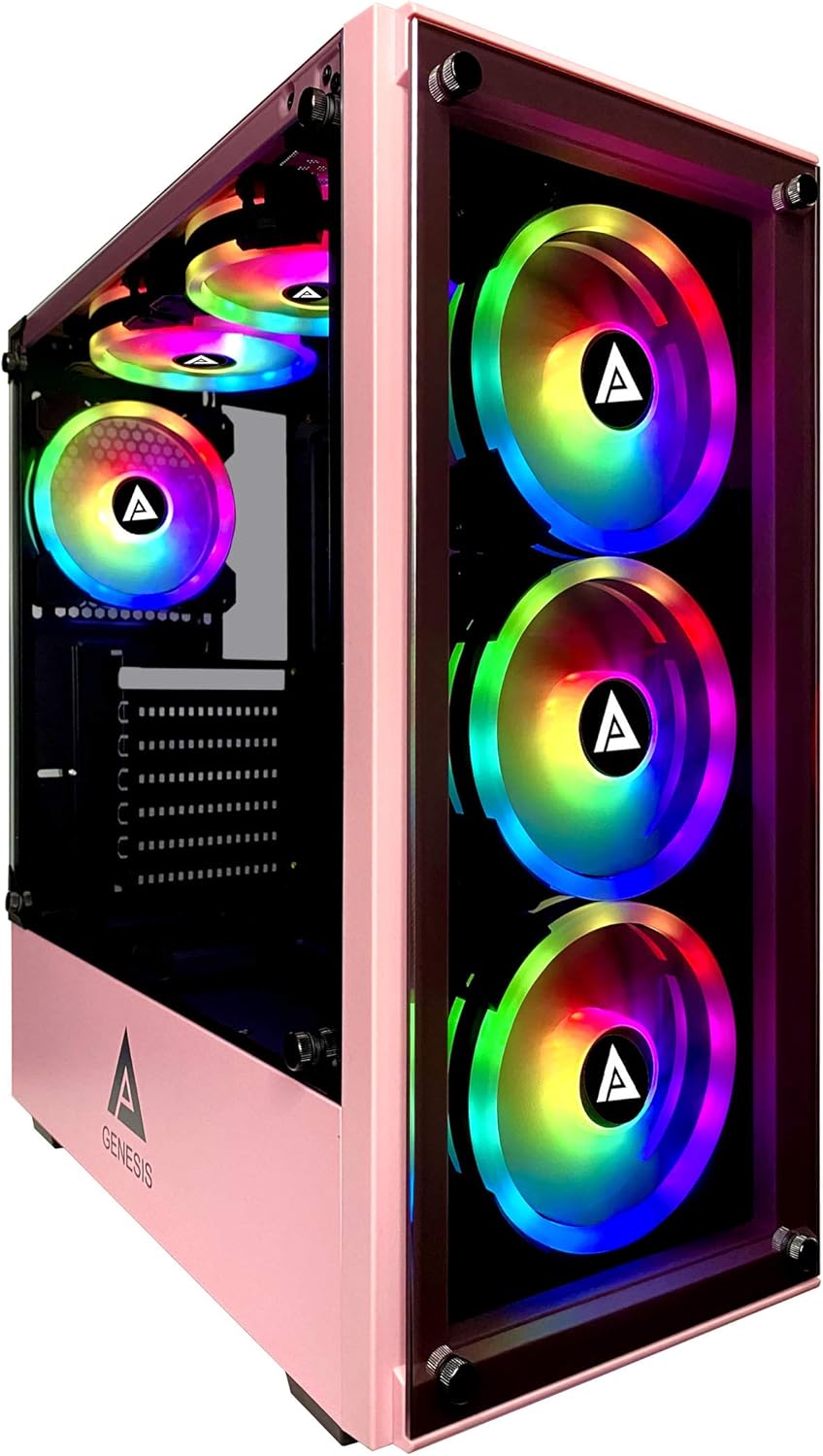 Black Mid Tower Gaming Case with Tempered Glass Panel and RGB Fans L939628