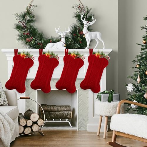 18 Inch Knitted Dog Christmas Stocking H31393