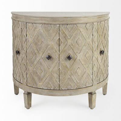 Beige 4 Door Half Circle Accent Cabinet P757724
