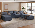 Velvet Beige 7 Seater U Shaped Sectional Sofa D285