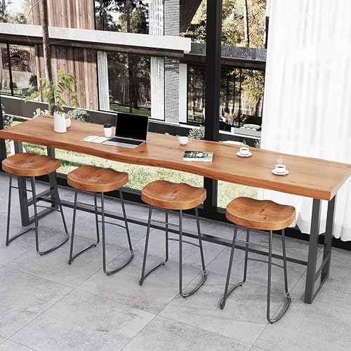 Solid Wood Bar Table Rectangle 78.7"L x 15.7"W x 41.3"H Brown B68168