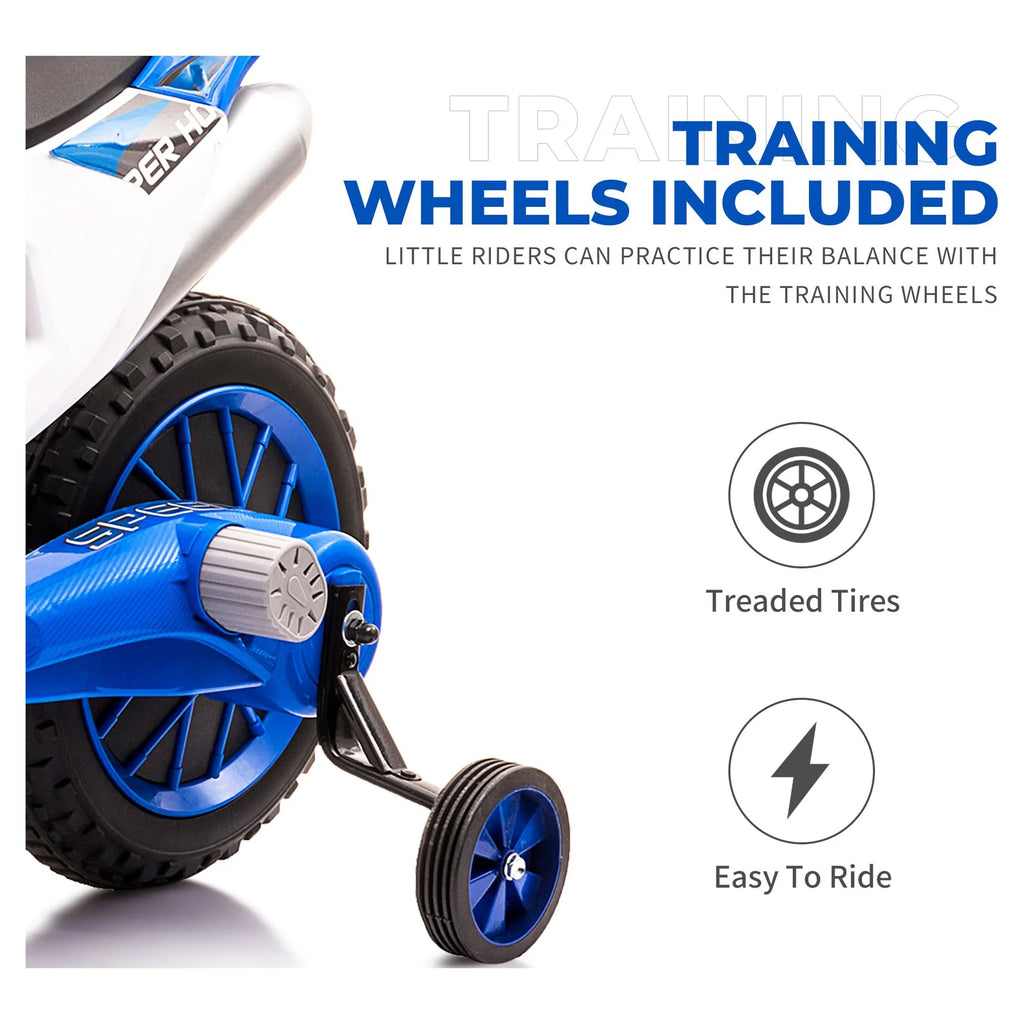 12V Kids Off-Road Ride on Dirt Bike with Training Wheels, Green O265346