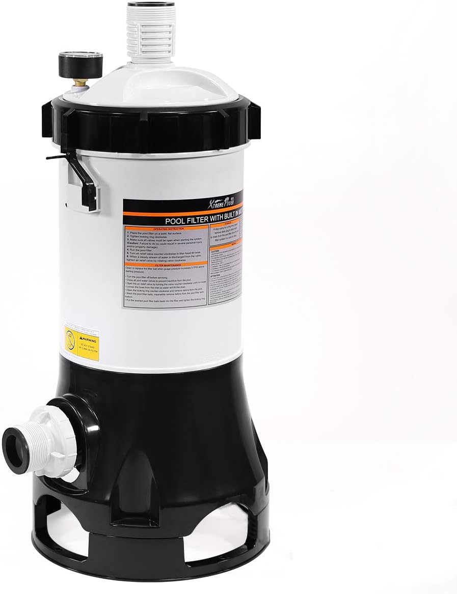 White/Black Above Ground Pool Cartridge Filter System with Pump E3106
