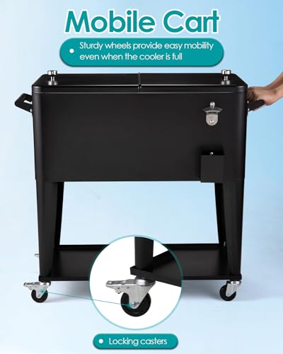80 Quart Rolling Cooler Cart on Wheels M81024