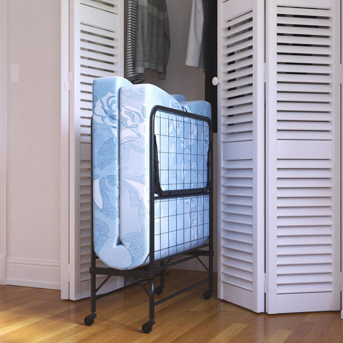Folding Rollaway Guest Bed with 5 Inch Mattress, Twin V643116