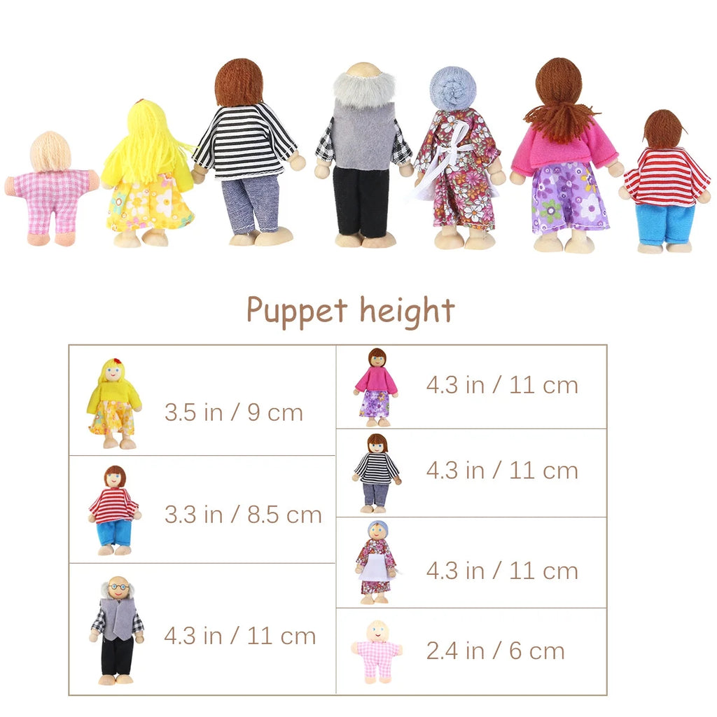 Wooden Dolls Playset Set of 7 People F486