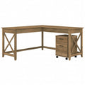 Reclaimed Pine Engineered Wood L Desk with Mobile File Cabinet J1499