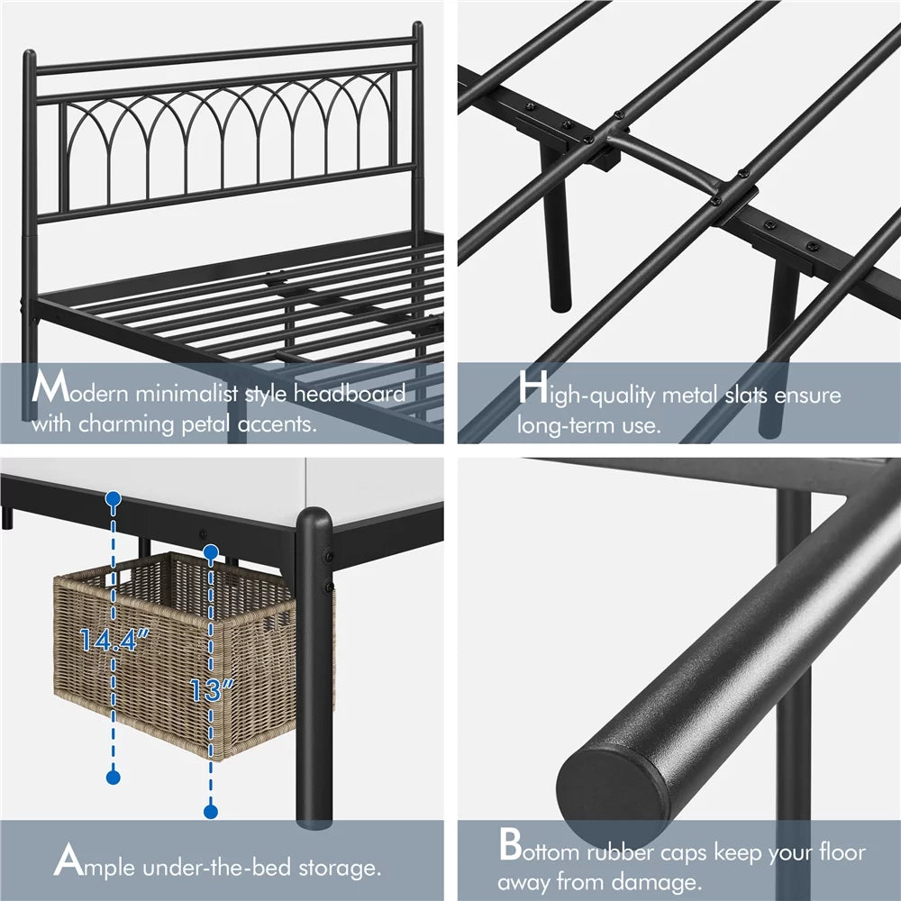 Queen Black Metal Bed Frame with Headboard R522582