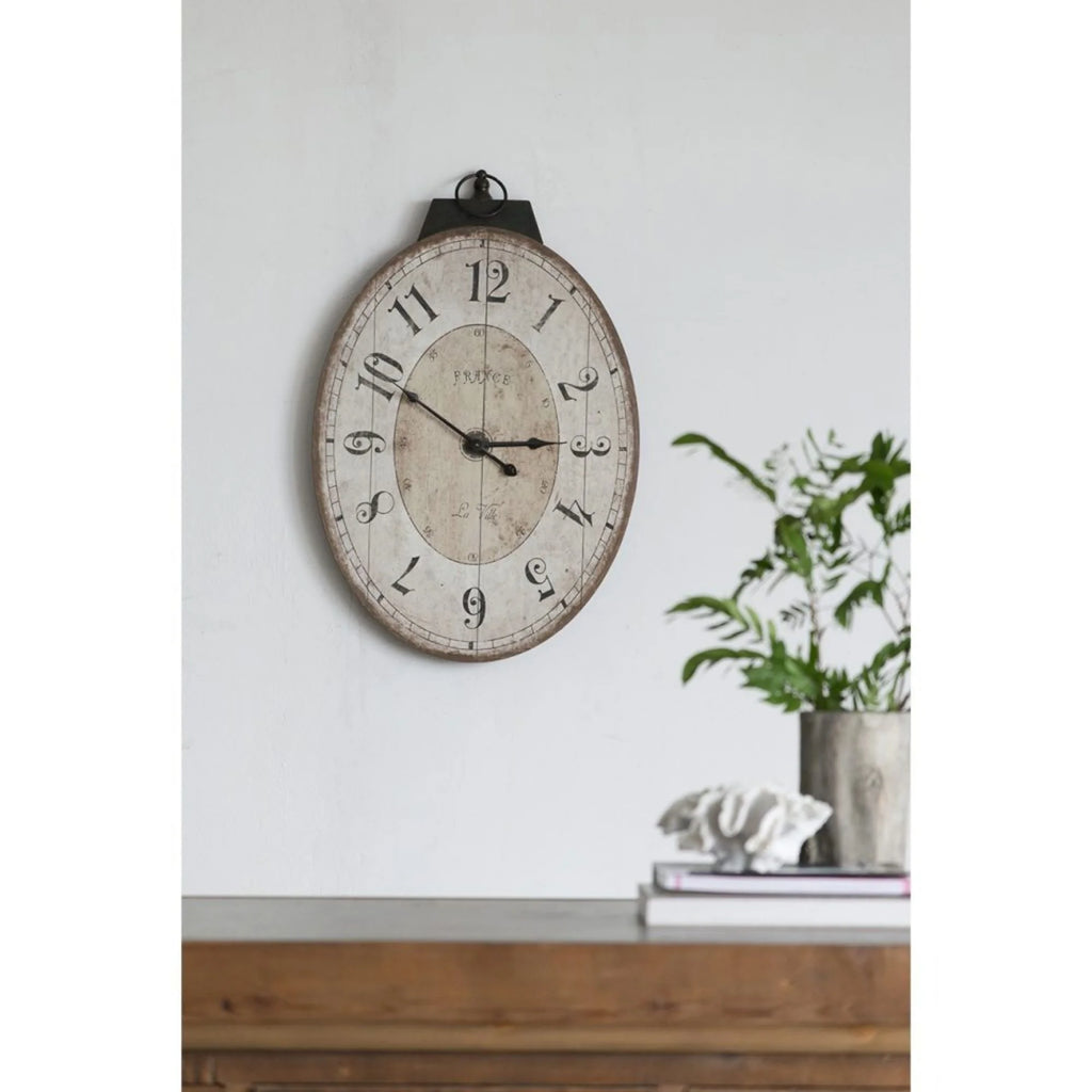 29" White and Black Oval Wall Clock S11197