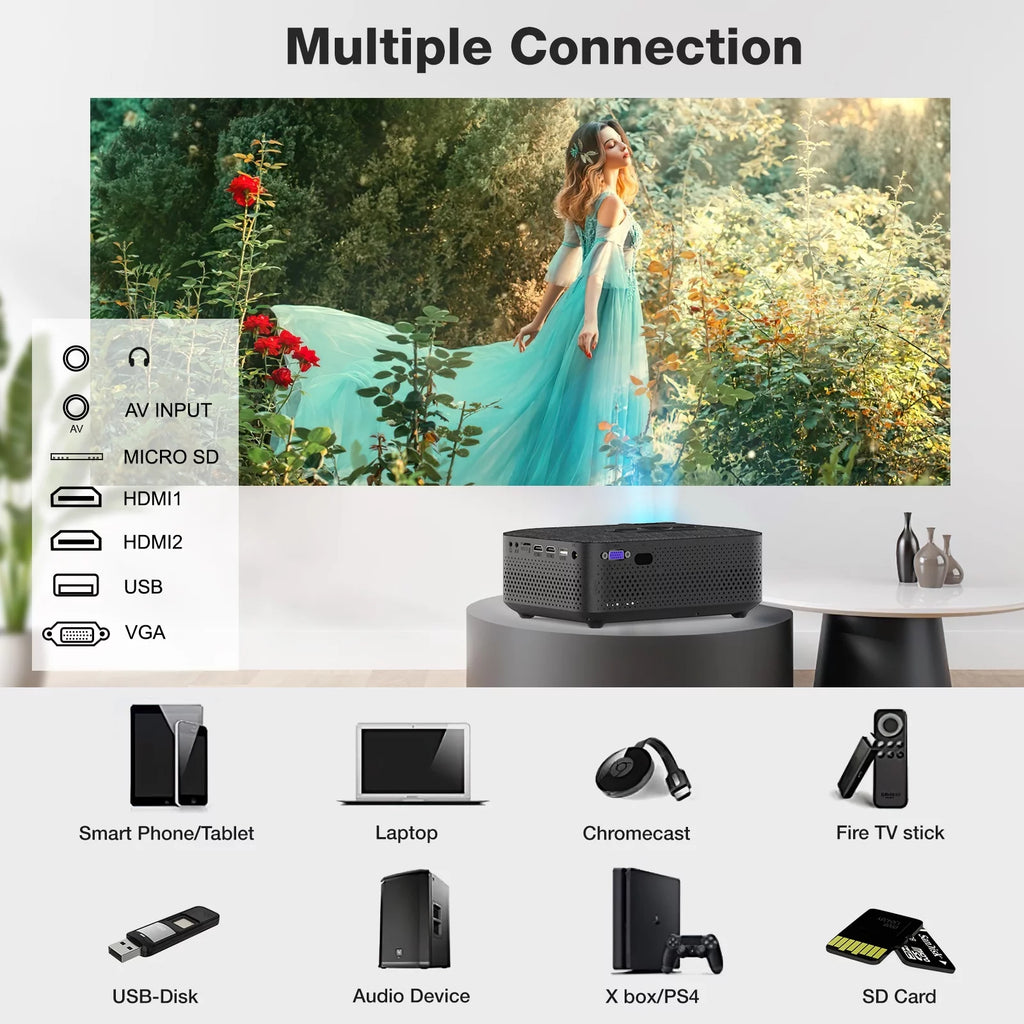 Mini WiFi Projector HD 1080P 240 LCD Display with Bluetooth S88722