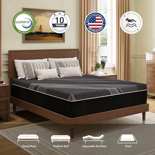 10 Inch Charcoal Gel Memory Foam Queen Mattress W67190