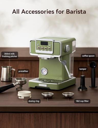 Green 15Bar Stainless Steel Espresso Machine U7053