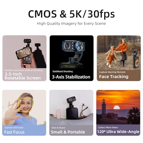 5K Handheld Camera with 3-Axis Gimbal Stabilizer R5985