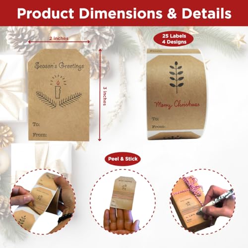 Christmas Gift Tags 2 x 3 25 Adhesive Labels B68188