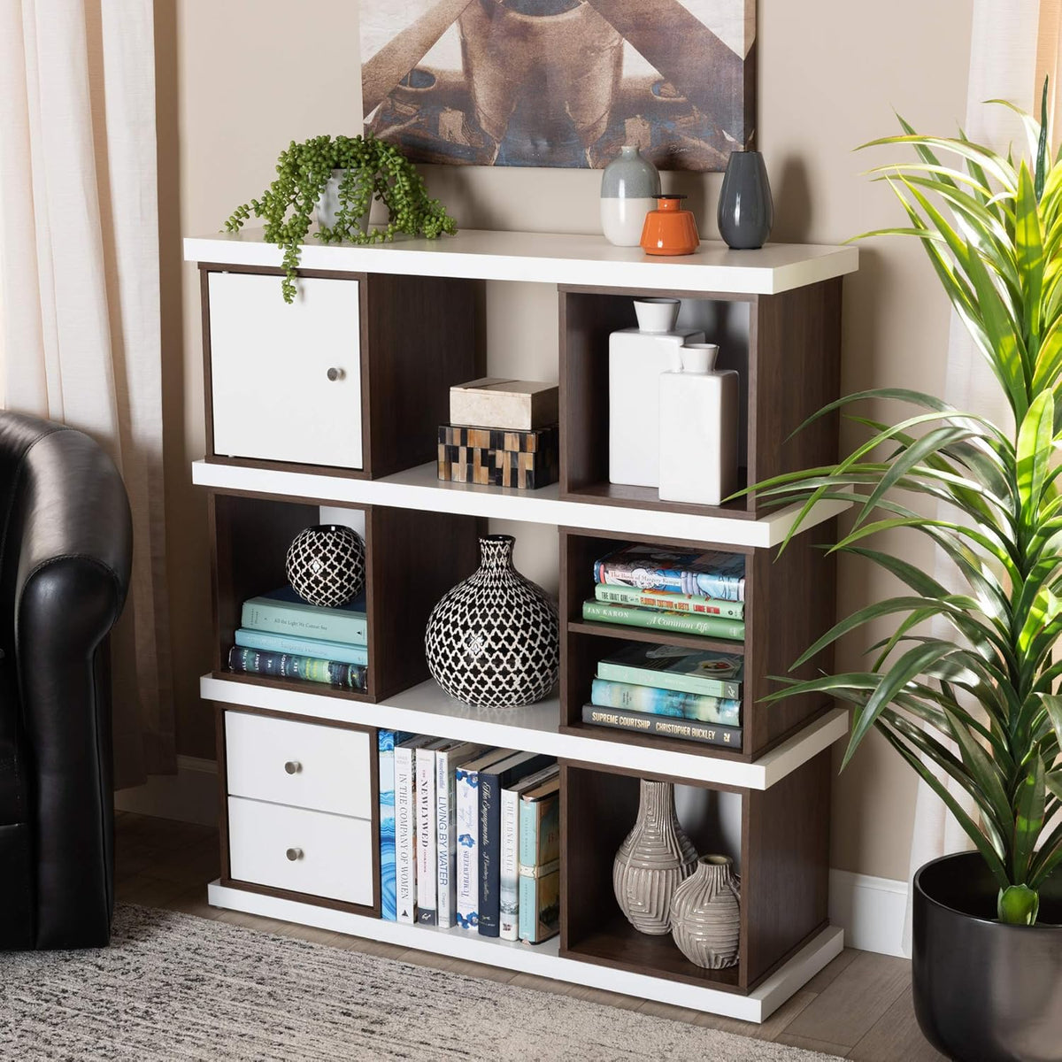 White/Walnut Bookcases M3119