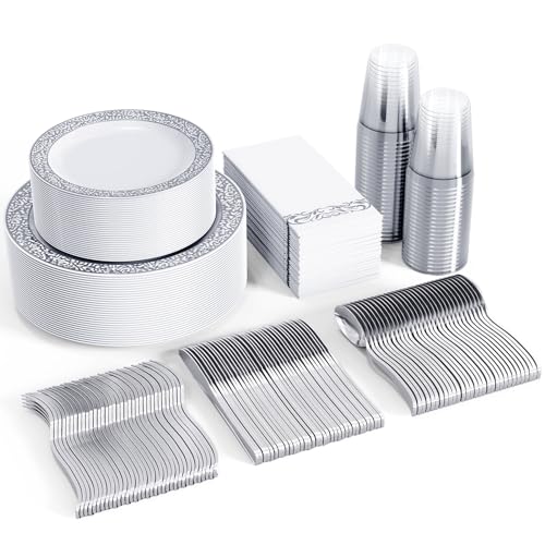 350 Ct Gold Plastic Dinnerware Set L73372