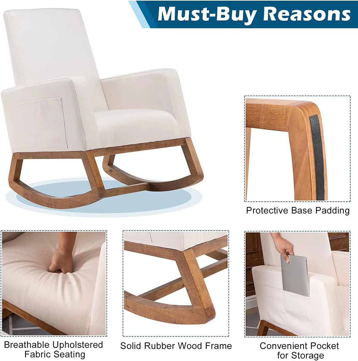 Beige Solid Wood Rocking Chair C636376