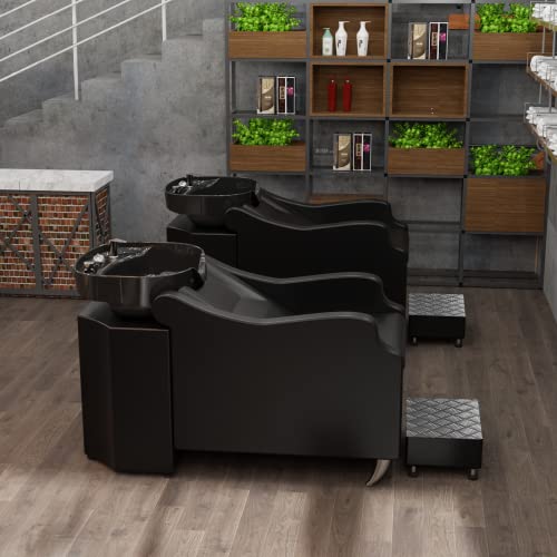 Shampoo Backwash Unit with Large Porcelain Bowl Salon Sink Hair Wash Chair Shampoo Station F95871