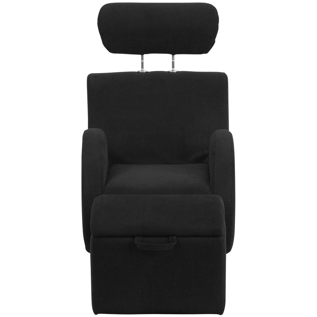 Black Fabric Rocking Chair with Storage Ottoman S683