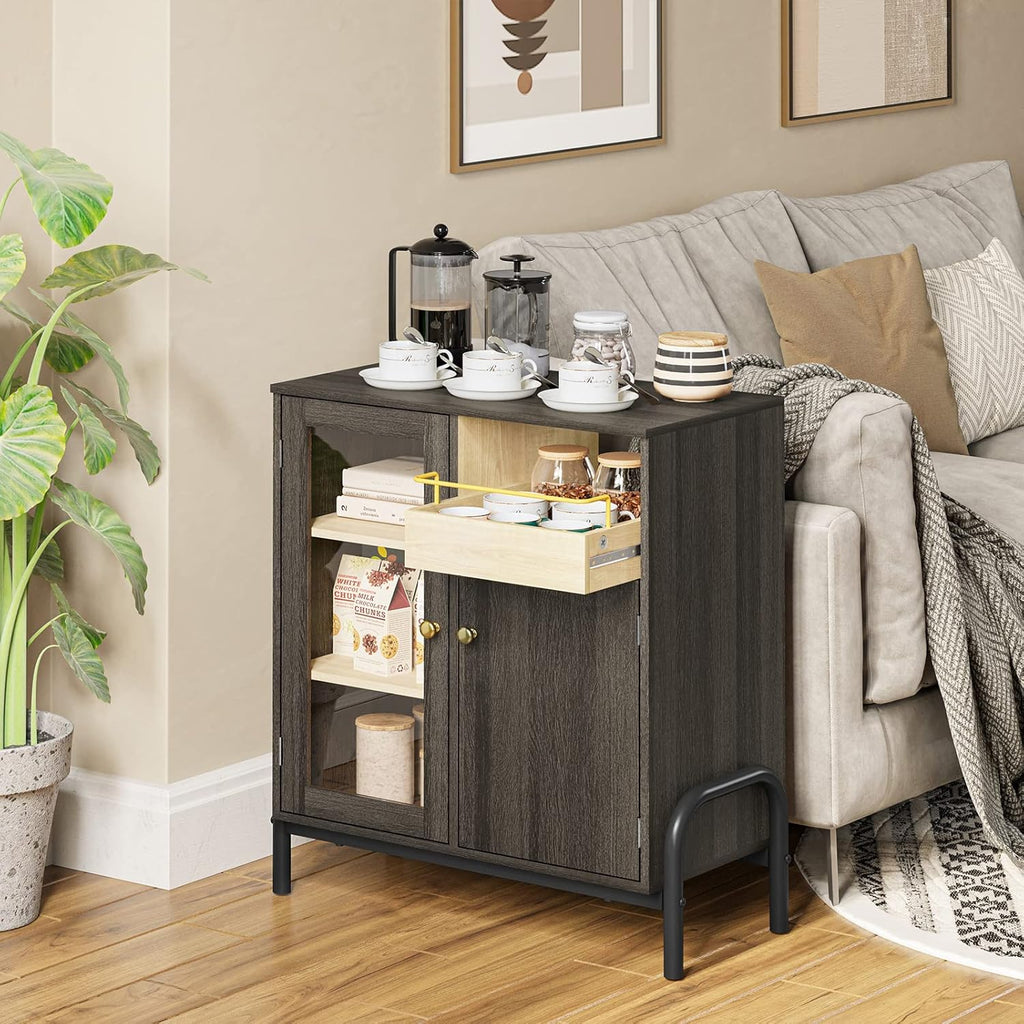 Coffee Bar Cabinet with Tempered Glass Door T766789