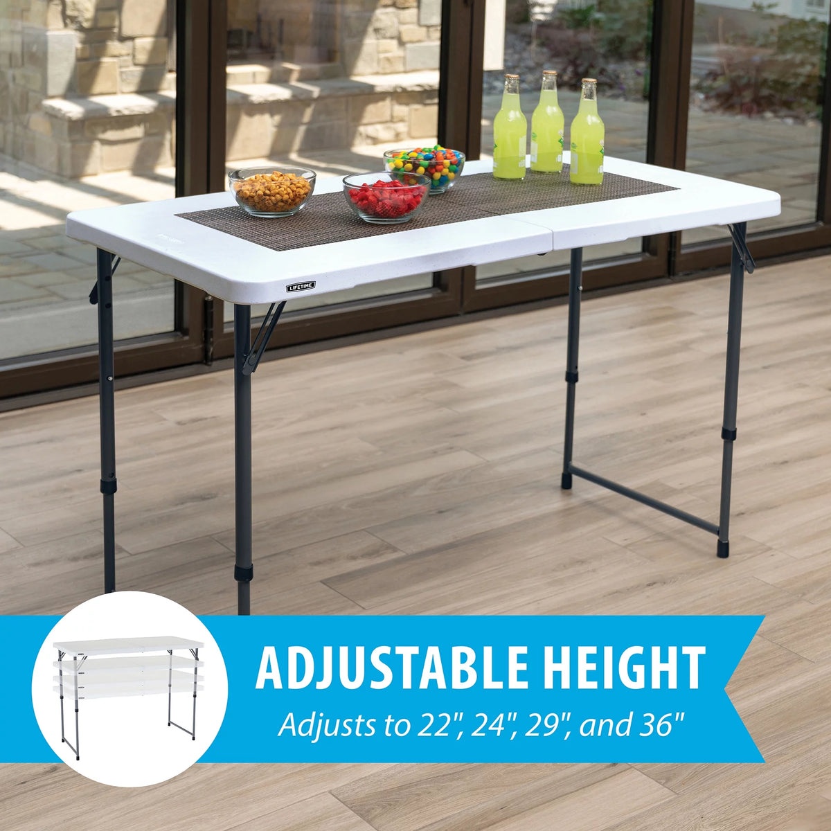 4 ft. Rectangle Fold-in-Half Adjustable Table H936