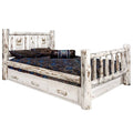 Wood Twin Storage Bed with Engraved Elk Design in Natural G33486