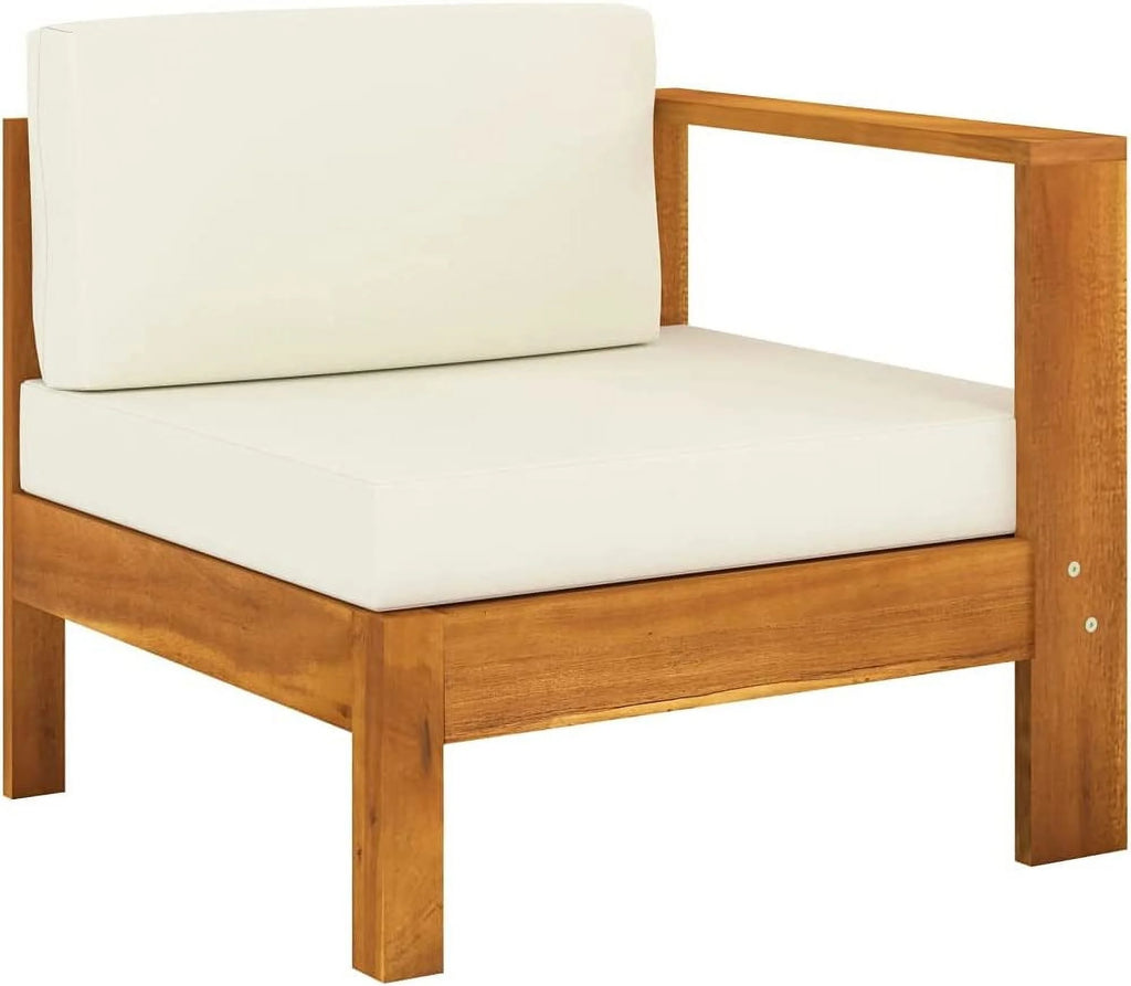 10 Piece Acacia Wood Patio Lounge Set with Cream White Cushions D82548