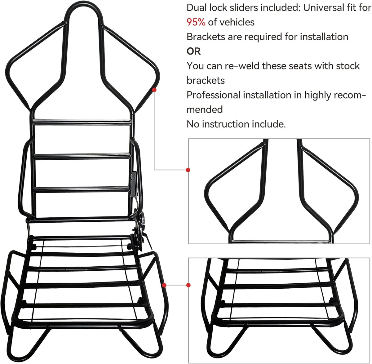Red+Black Stitching PU Leather Racing Bucket Seat Q1175