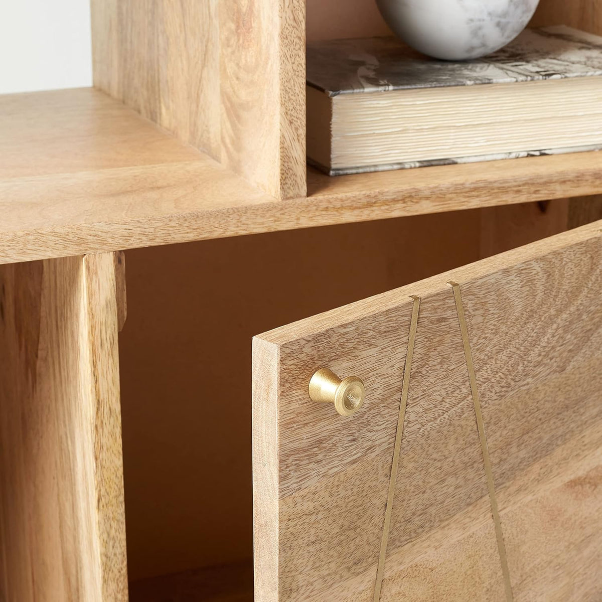 Natural Brass Hairpin Leg Storage Bookcase Q9630