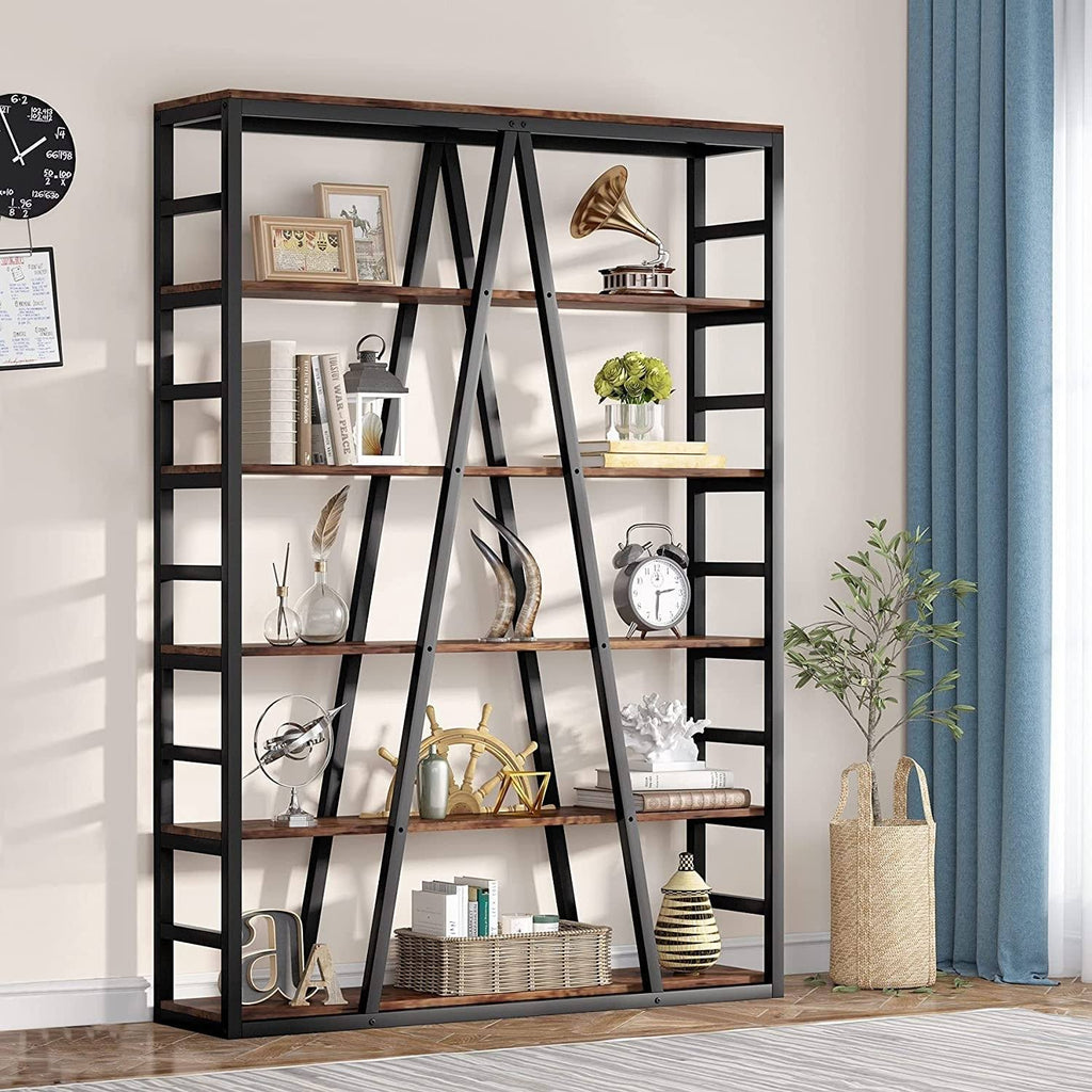 White 6 Tier Industrial Bookshelf V469163