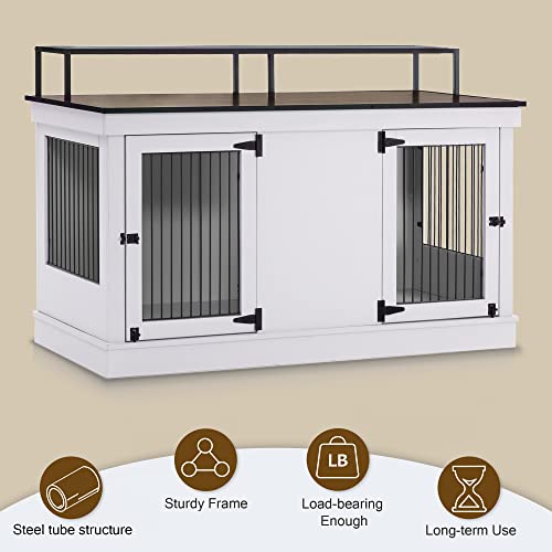 Large Wooden Dog Crate with Double Doors (Brown) G985