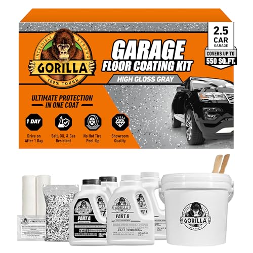 7 pc Garage Floor Coating Kit, High Gloss Gray, 275 sq. ft. Coverage C808
