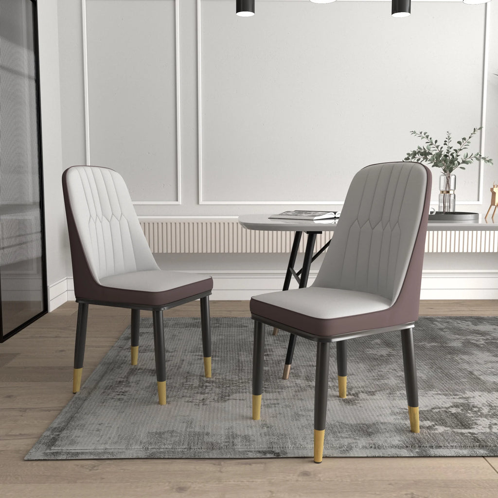 Faux Leather Dining Chairs Set of 2 Gray D25387