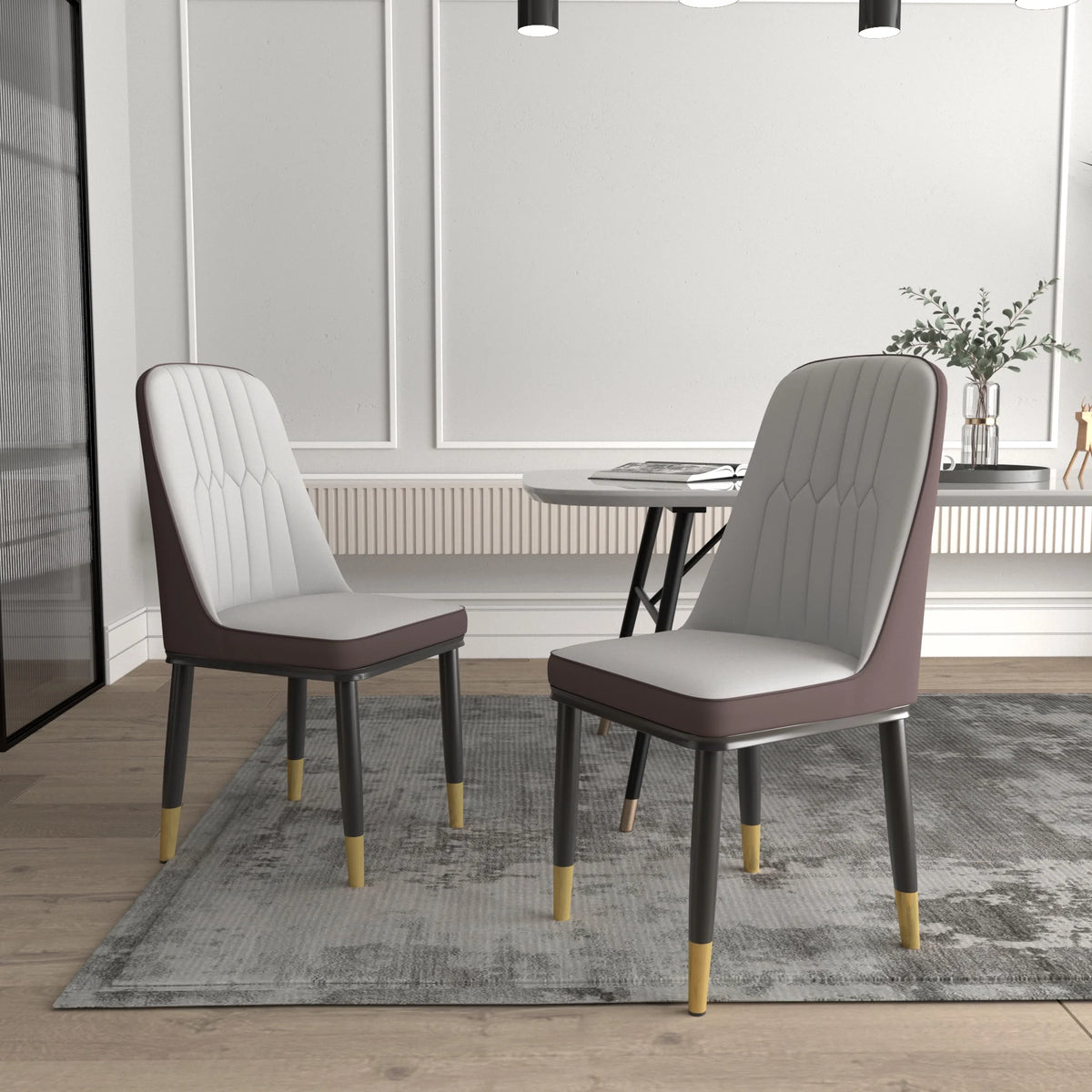 Faux Leather Dining Chairs Set of 2 Gray D25387