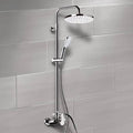Chrome Exposed Pipe Shower System with 8 inch Rain Shower Head and Hand Shower A799