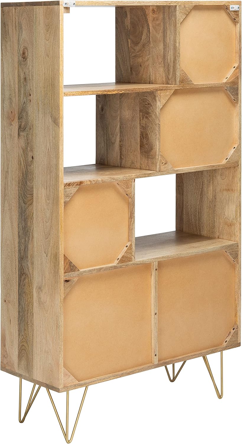 Natural Brass Hairpin Leg Storage Bookcase Q9630