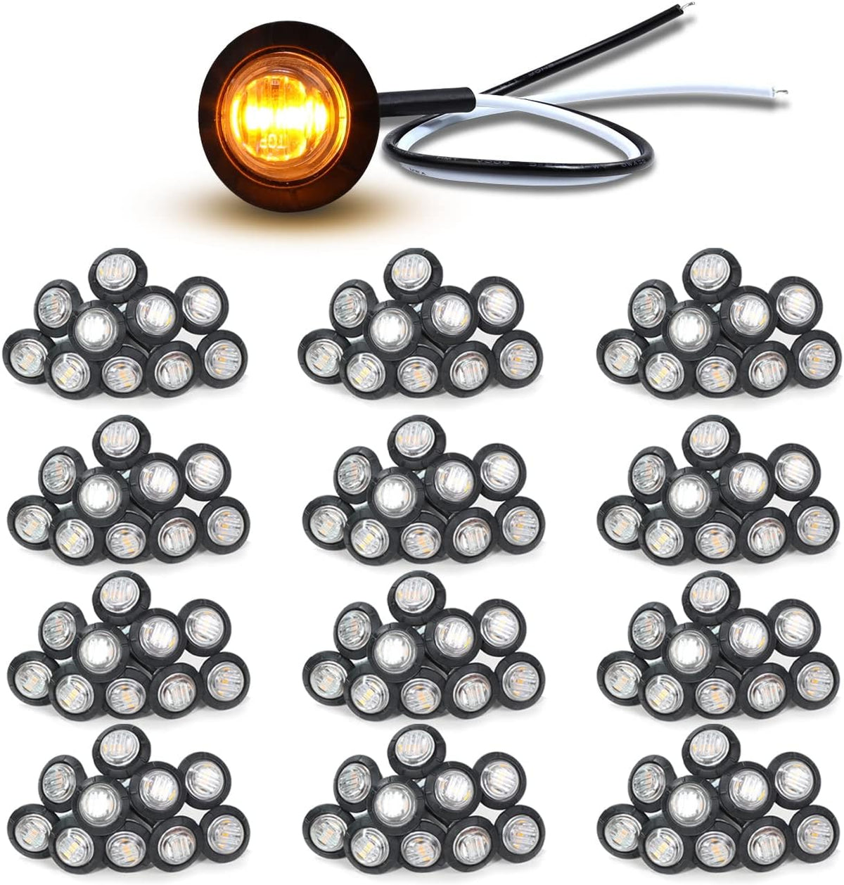 3/4 Inch Round LED Trailer Side Marker Lights 200 Pack Y683