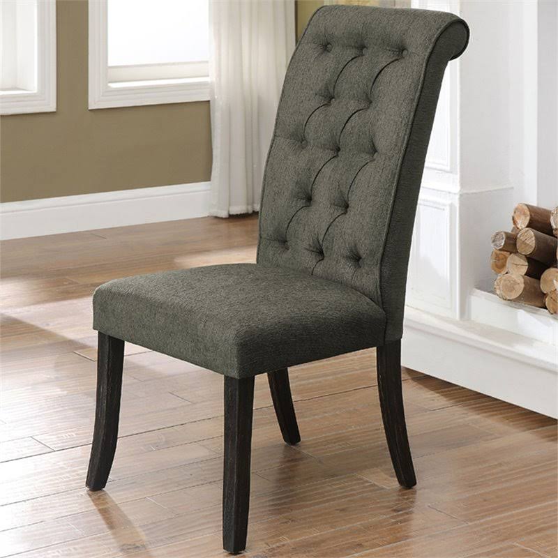 Gray Fabric Side Chair Set of 2 N614