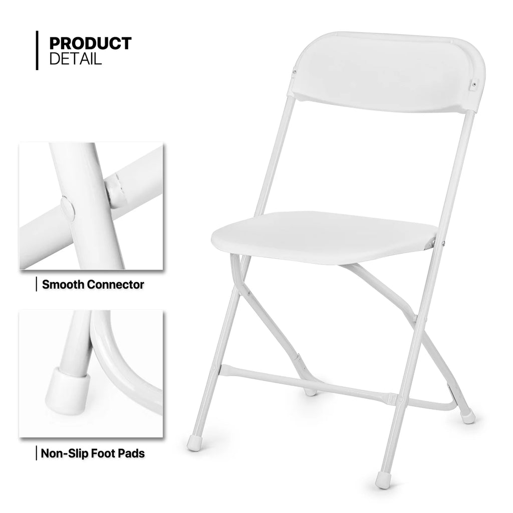 11-Piece 6 Ft Folding Dining Table with Chairs Set, White H6407