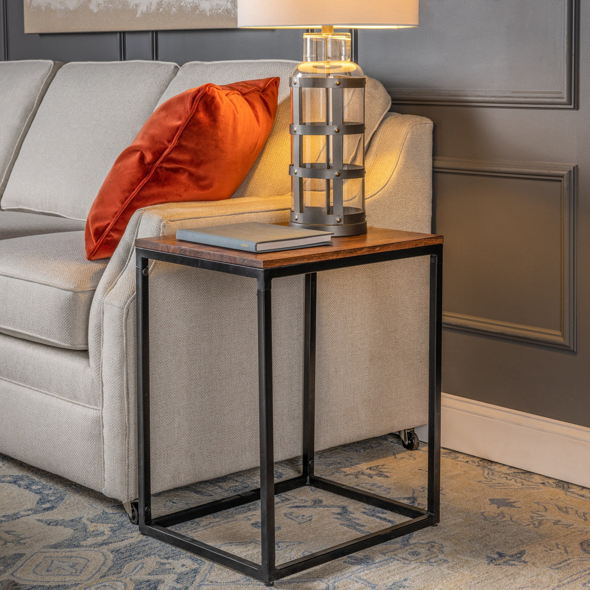 20"L Wood and Iron End Table Z147968