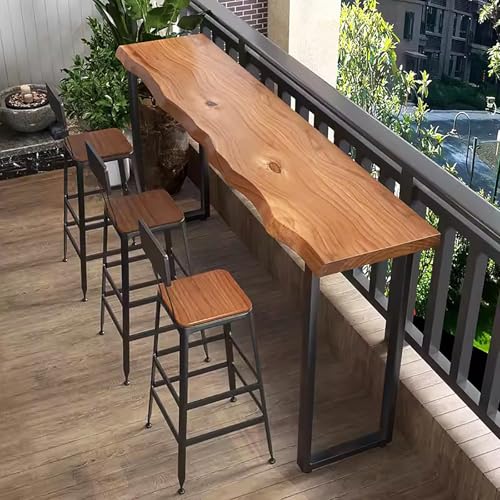 Solid Wood Bar Table Rectangle 78.7"L x 15.7"W x 41.3"H Brown B68168