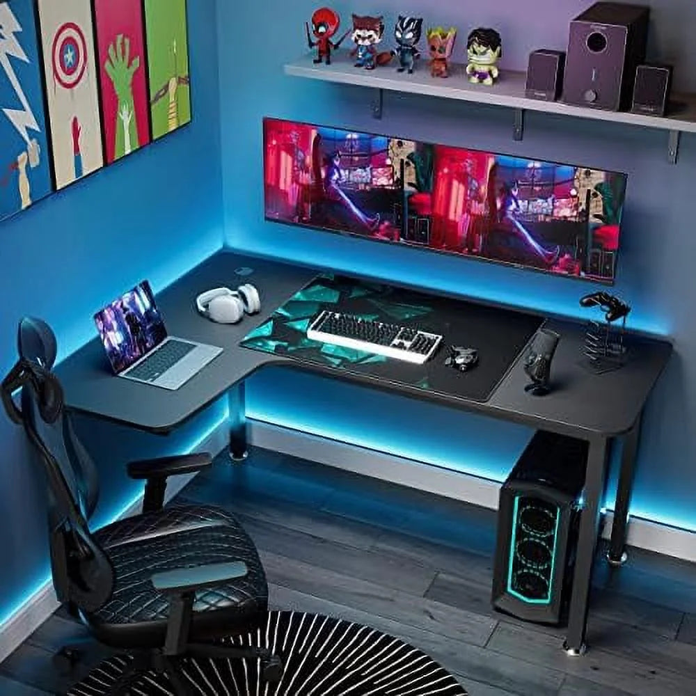 L-Shaped Computer Desk with Large Mouse Pad & Cable Management V59328
