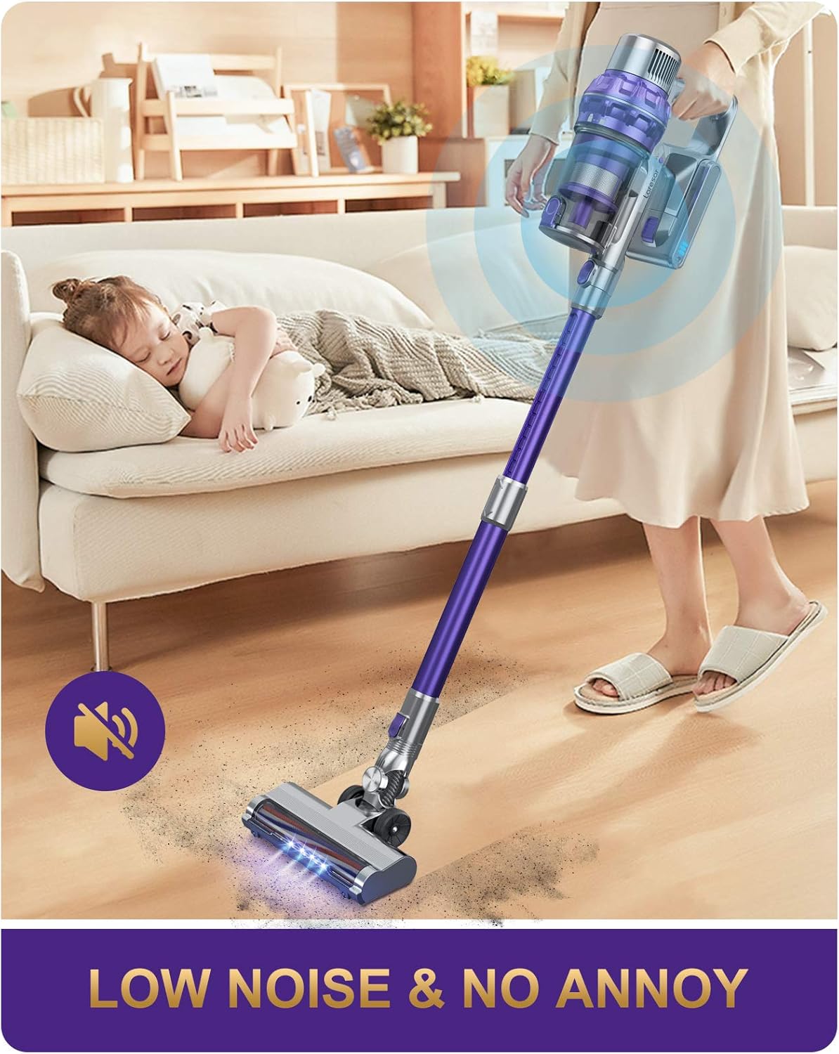 Cordless Vacuum Cleaner, 26KPA Stick Vacuum with Detachable Battery S68897